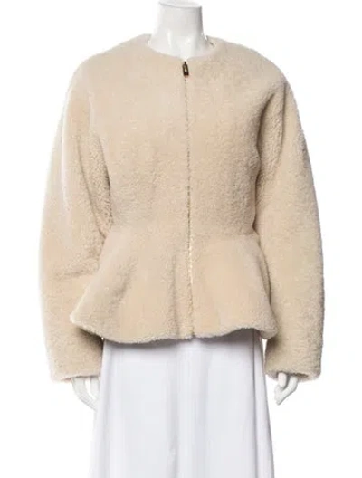 Pre-owned Alaïa Lambskin Jacket W/ Tags In Neutrals