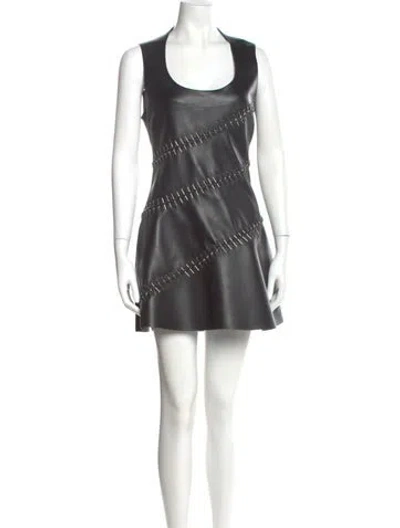 Pre-owned Alaïa Lambskin Mini Dress In Black