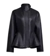 Alaïa Womens Noir Alaia Peplum Band-collar Leather Jacket In Black