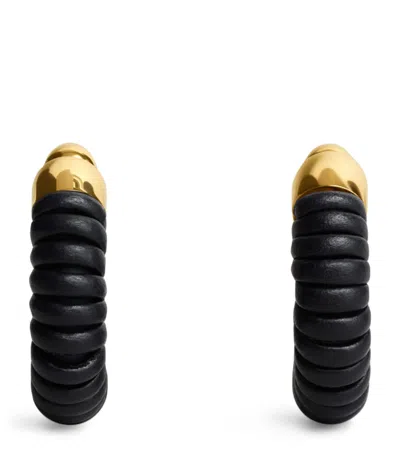 Alaïa Lambskin Tubular Hoop Earrings In Black