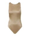 Alaïa Open-back Lamé Bodysuit In Brown