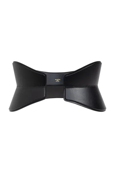 Alaïa Structured Bustier Flex Belt 14cm With Handbag In Black