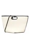 Alaïa Folded Large Leather-trimmed Canvas Tote Bag In Sand