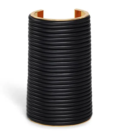 Alaïa Large Lambskin Cuff Bracelet In Brown