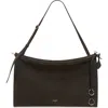Alaïa Large Le Click East/west Suede Shoulder Bag In Gray