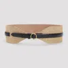 Alaïa Woven Paper Straw Belt With Gold Buckle In Gold