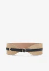Alaïa Woven Paper Straw Belt With Gold Buckle In Brown