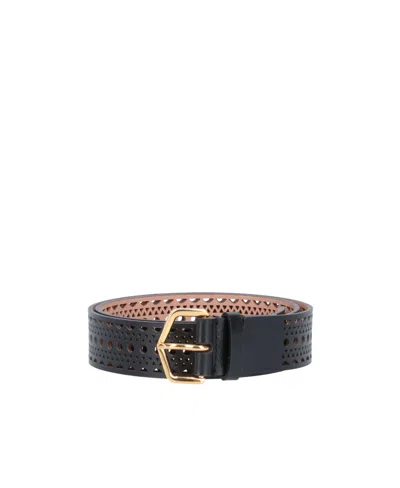 Alaïa Laser-cut Leather Belt In Black