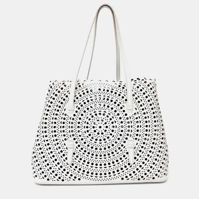 Pre-owned Alaïa Laser Cut Mina Bag 32 In White