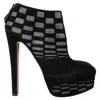 Alaïa Laser Cut Platform Ankle Boots In Black Suede In Black
