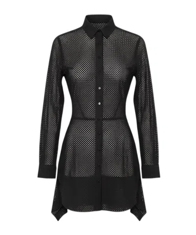 Alaïa Laser Vienne Two-layered Long Sleeve Shirt In Black