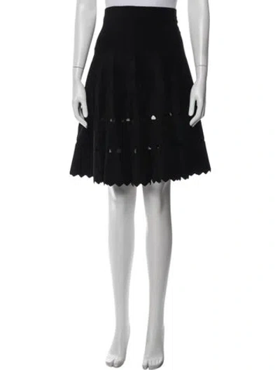Pre-owned Alaïa Lasercut Accents Midi Length Skirt In Black