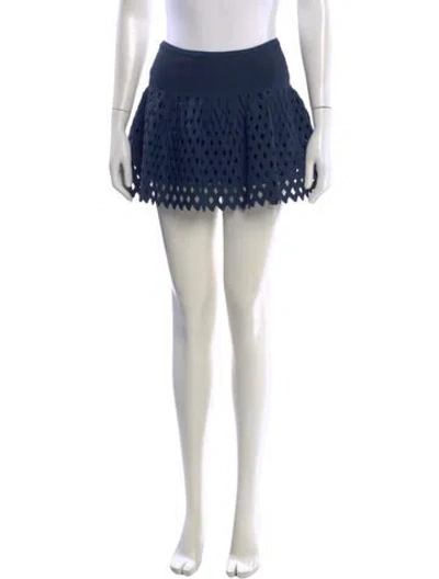 Pre-owned Alaïa Lasercut Accents Mini Skirt In Blue