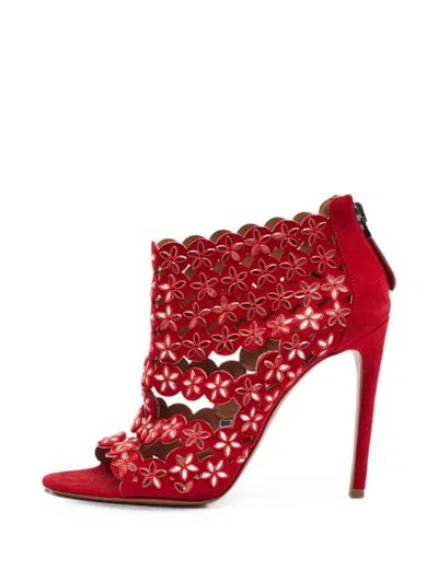 Pre-owned Alaïa Laser-cut Leather Sandals In Red