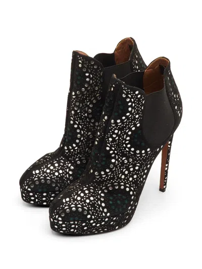 Pre-owned Alaïa Laser-cut Platform Boots In Black