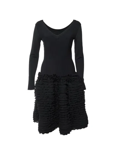 Pre-owned Alaïa Laurier Ruffled Mini Dress In Black