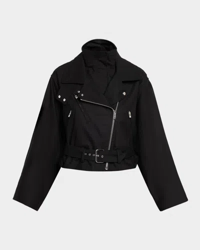Alaïa Layered Cotton Biker Jacket In Black