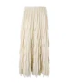Alaïa Tiered Pleated Wool And Silk-blend Midi Skirt In White