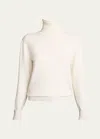 Alaïa Layered Ribbed Turtleneck Top In Blanc Naturel