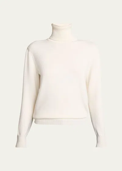 Alaïa Layered Ribbed Turtleneck Top In Blanc Naturel
