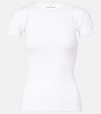 Alaïa Layered Ribbed-knit Jersey Top In White