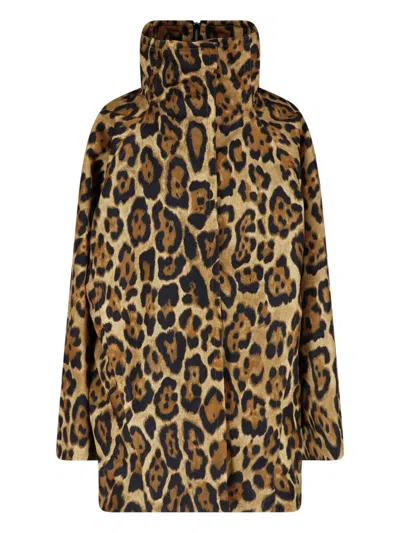 Alaïa Layered Twill Coat In Animal Print