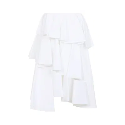 Alaïa Spiral Mini Skirt Asymmetric Hem In White