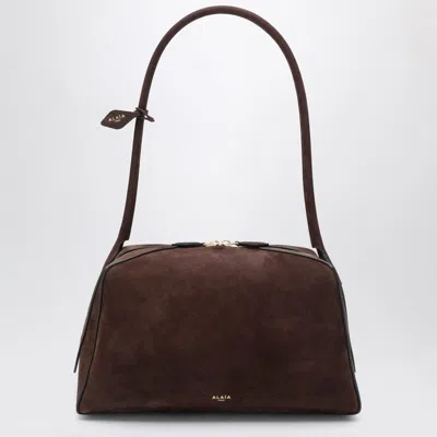 Alaïa Le Bouledogue Bowling Shoulder Bag In Nubuck Leather In Brown