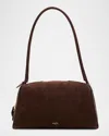 Alaïa Le Bouledogue Bowling Shoulder Bag In Nubuck Leather In Brown