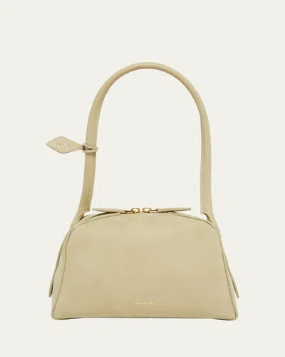 Alaïa Small Le Bouledogue Calfskin Leather And Nubuck Bowling Bag In Nude