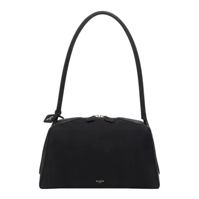 Alaïa Le Bouledogue Bowling Shoulder Bag In Nubuck Leather In Black
