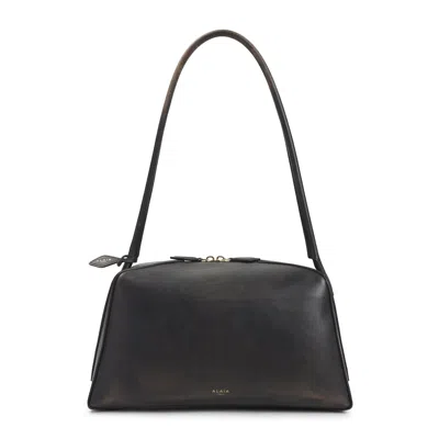 Alaïa Alaia Brown Le Bouledogue Calf Leather Shoulder Bag In Black