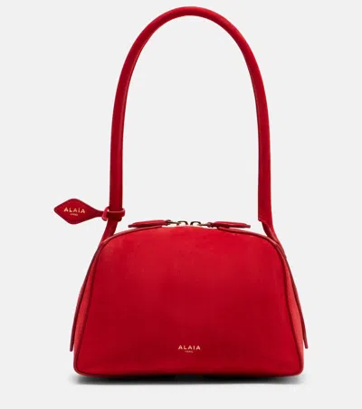 Alaïa Le Bouledogue Small Suede Shoulder Bag In Pink