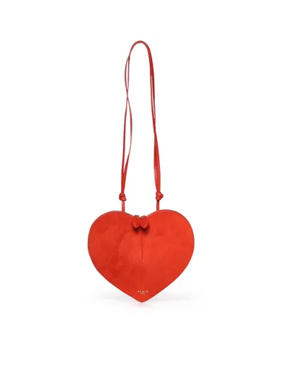 Alaïa Le C Ur Leather And Suede Shoulder Bag In Orange