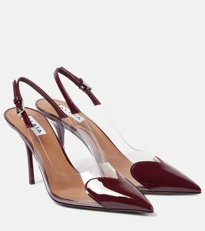 Alaïa Le Caur 90 Leather And Pu Slingback Pumps In Rouge Grenat