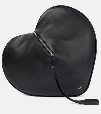Alaïa Le Caur Leather Clutch In Black