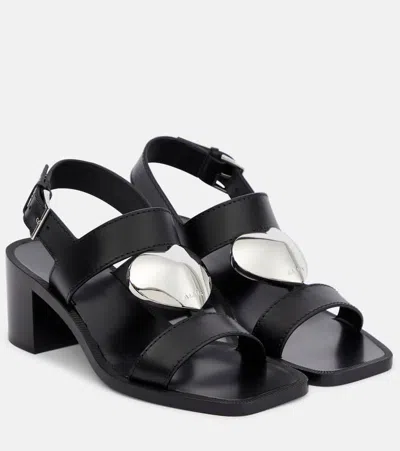 Alaïa Le Coeur Leather Sandals In Black