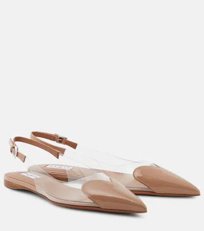 Alaïa Le Caur Patent Leather And Pu Slingback Flats In Beige