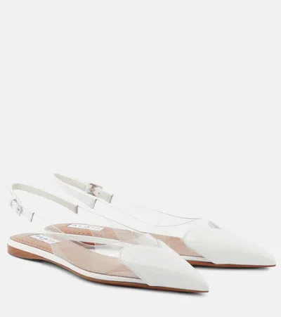 Alaïa Le Caur Patent Leather And Pu Slingback Flats In White