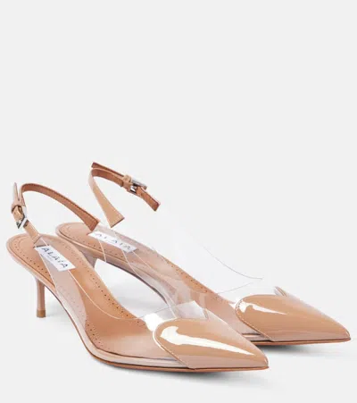 Alaïa Le Caur Patent Leather And Pu Slingback Pumps In Beige