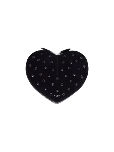 Alaïa 'le Caur' Rhinestone Crossbody Bag In Black  