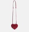 Alaïa Shoulder Bag Heart Shape Suede Leather In Pink
