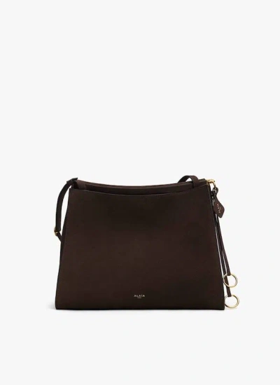 Alaïa Alaia Le Click Brown Nubuck Square Bag