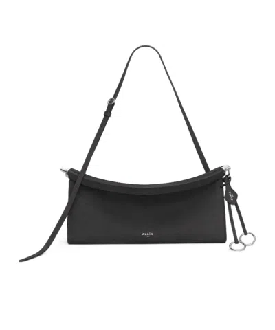 Alaïa Le Click East West Medium Bag In Nubuck In Gray