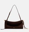 Alaïa Le Click East West Medium Suede Shoulder Bag In Brown