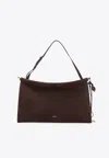 Alaïa Le Click East West Large Bag In Nubuck In Brown