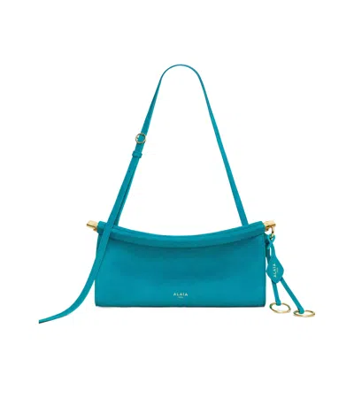 Alaïa Le Click East West Small Bag In Suede In Blue
