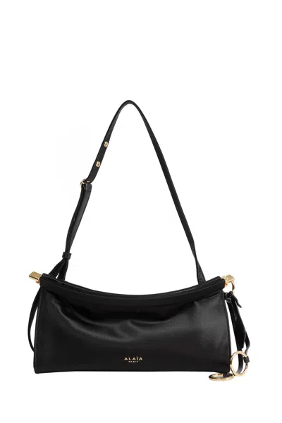 Alaïa Le Click East West Small Satin Shoulder Bag In Black