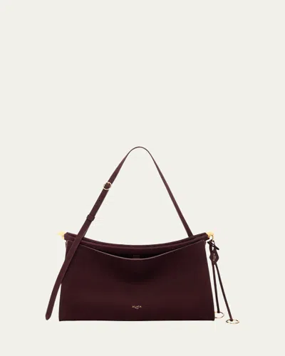 Alaïa Le Click Large East-west Suede Shoulder Bag In Brown