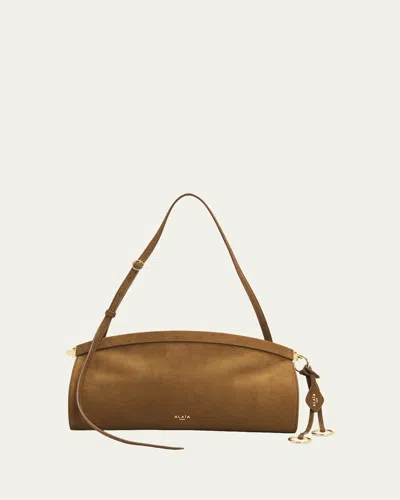 Alaïa Le Click Medium Shoulder Bag In Suede In Brown